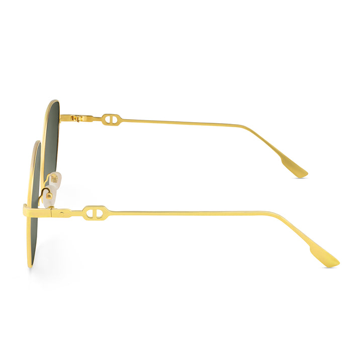 Sunkissed Square Dark Brown and Gold Oversized Sunglasses