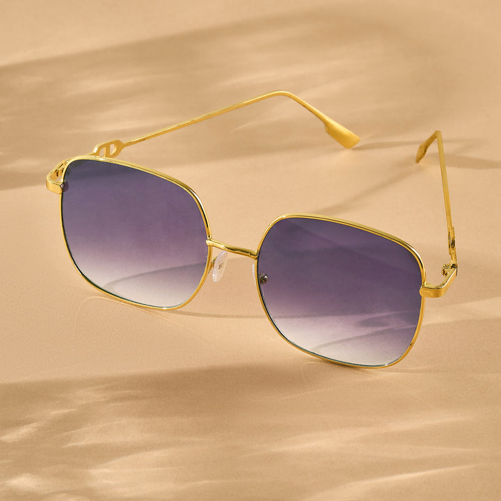 Sunkissed Square Purple and Gold Oversized Sunglasses
