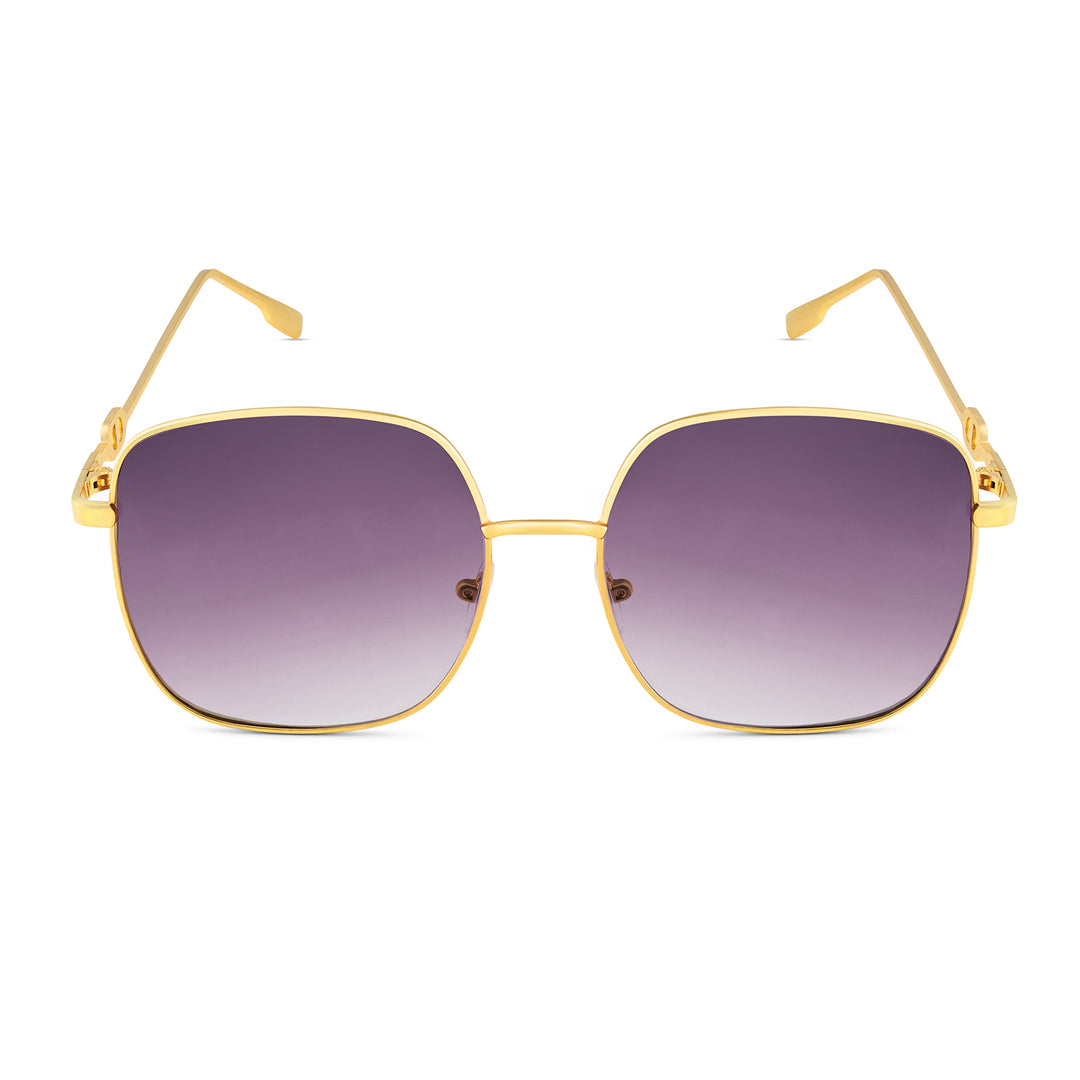 Sunkissed Square Purple and Gold Oversized Sunglasses