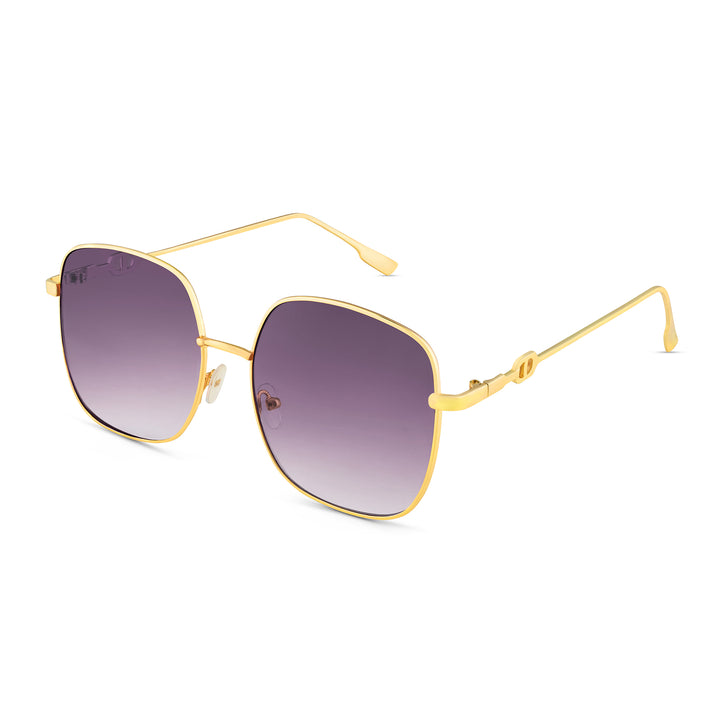 Sunkissed Square Purple and Gold Oversized Sunglasses