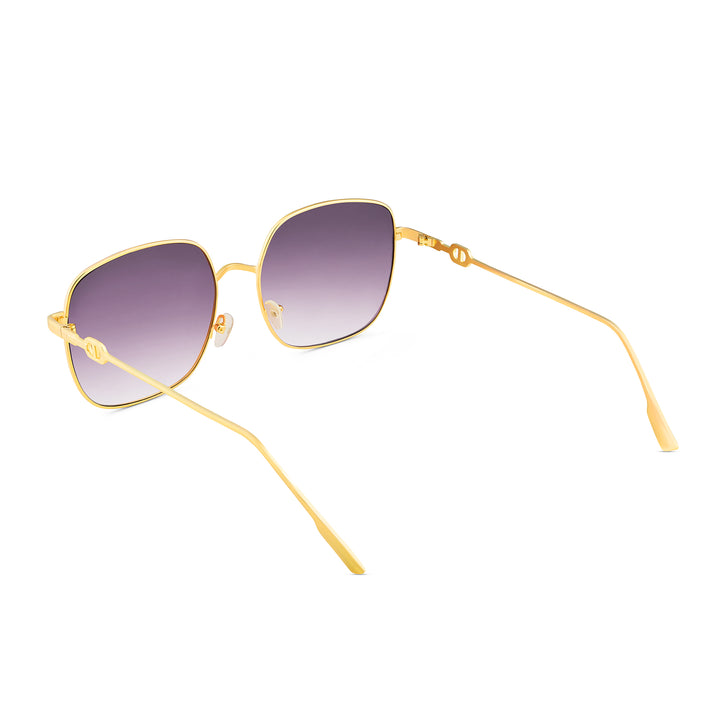 Sunkissed Square Purple and Gold Oversized Sunglasses