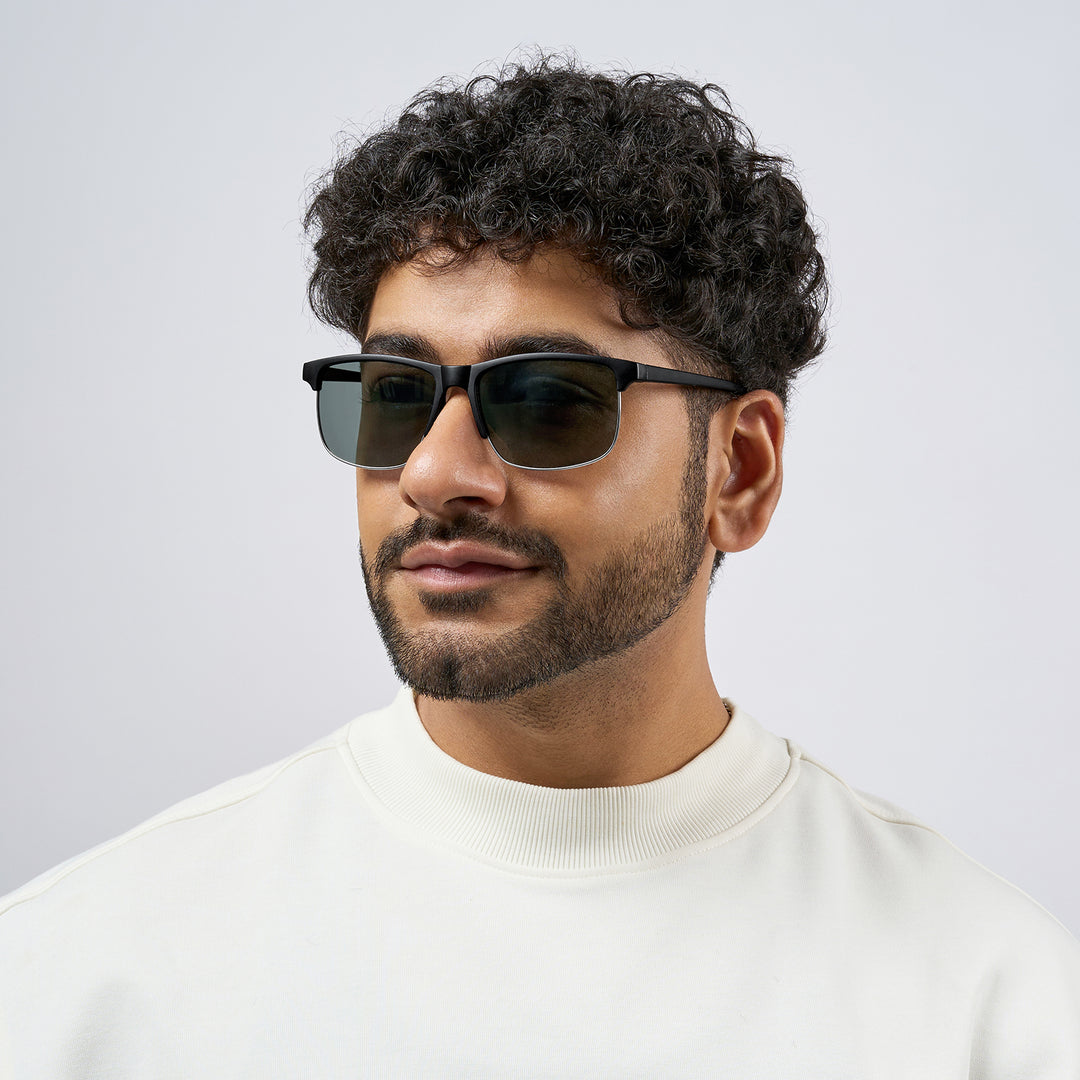 Vogue Rectangular Grey Lens with Black Frame Sunglasses