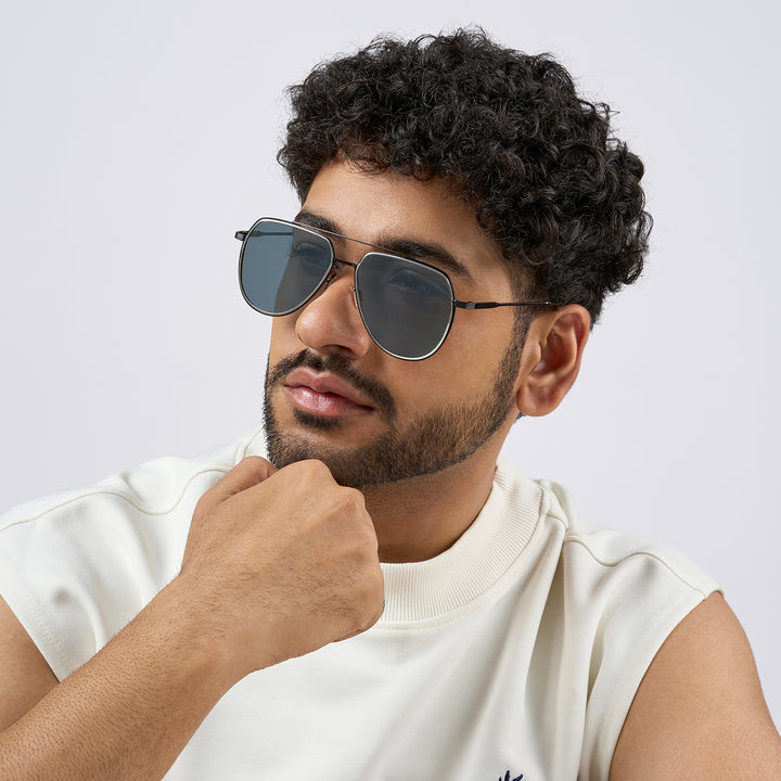 Maven Aviators Grey Lens and Black Frame Sunglasses