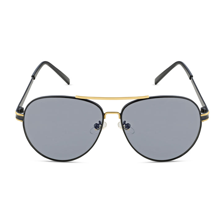 Maven Aviators Grey Lens and Black Frame Sunglasses with Gold Accents