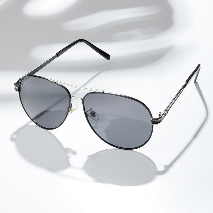 Top Gun Aviators Black Sunglasses with Silver Accents