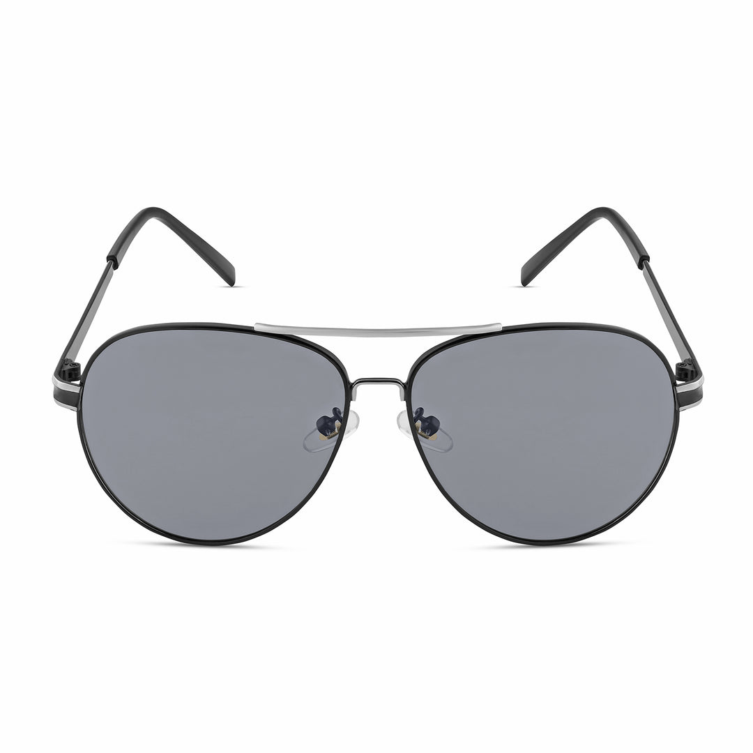 Top Gun Aviators Black Sunglasses with Silver Accents