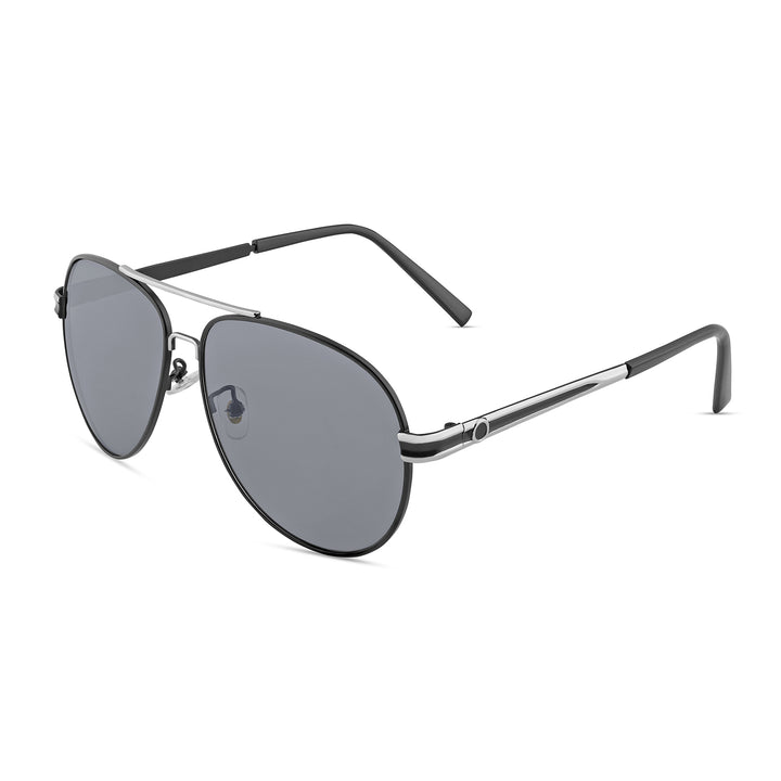 Top Gun Aviators Black Sunglasses with Silver Accents