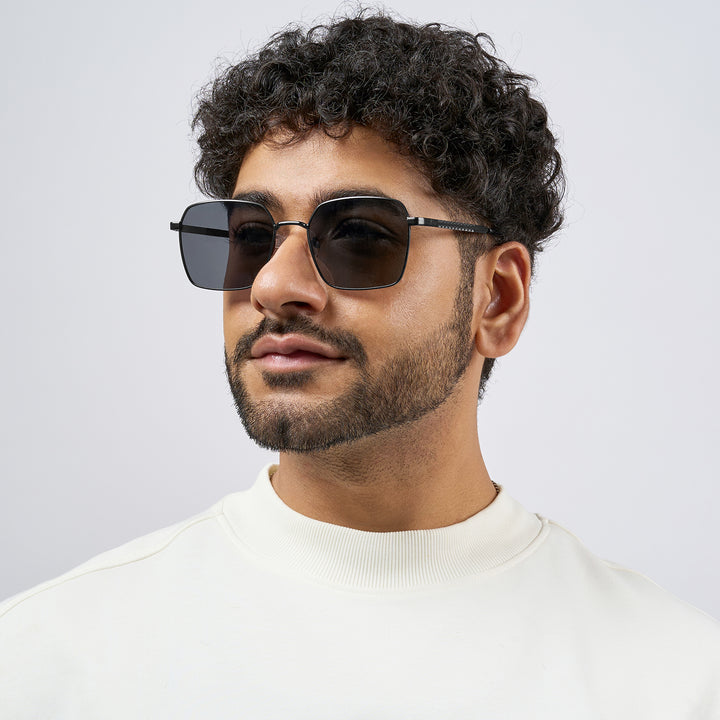 Enigma Square Black and Grey Lens and Black Rimmed Sunglasses