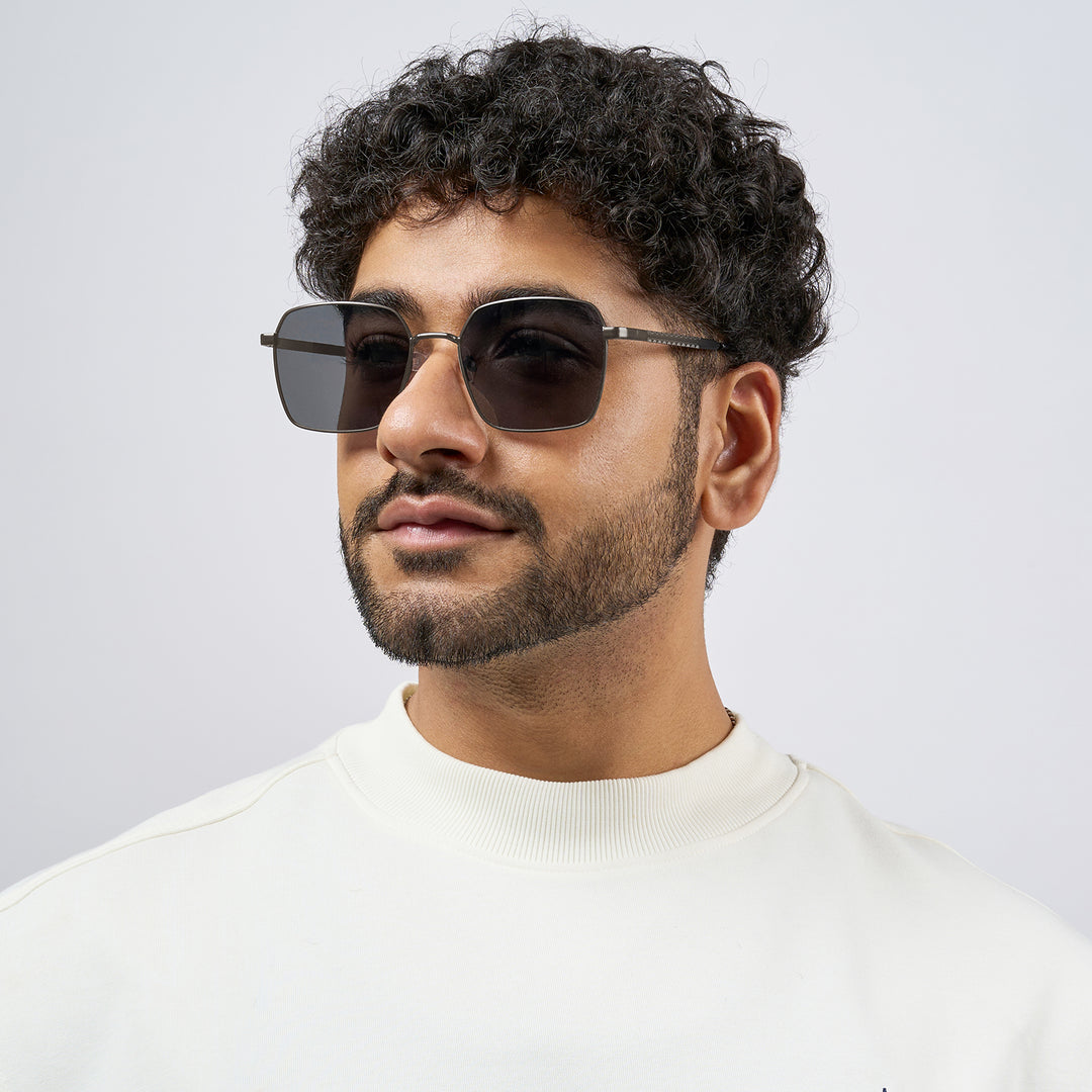 Enigma Square Black and Grey Lens and Ash Grey Rimmed Sunglasses