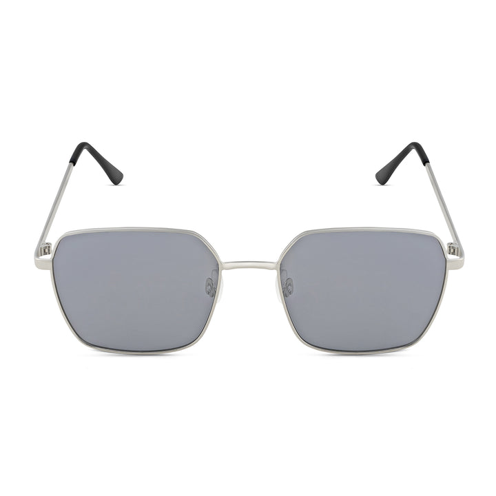 Enigma Square Black and Grey Lens and Silver Rimmed Sunglasses