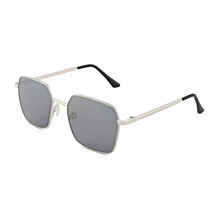 Enigma Square Black and Grey Lens and Silver Rimmed Sunglasses