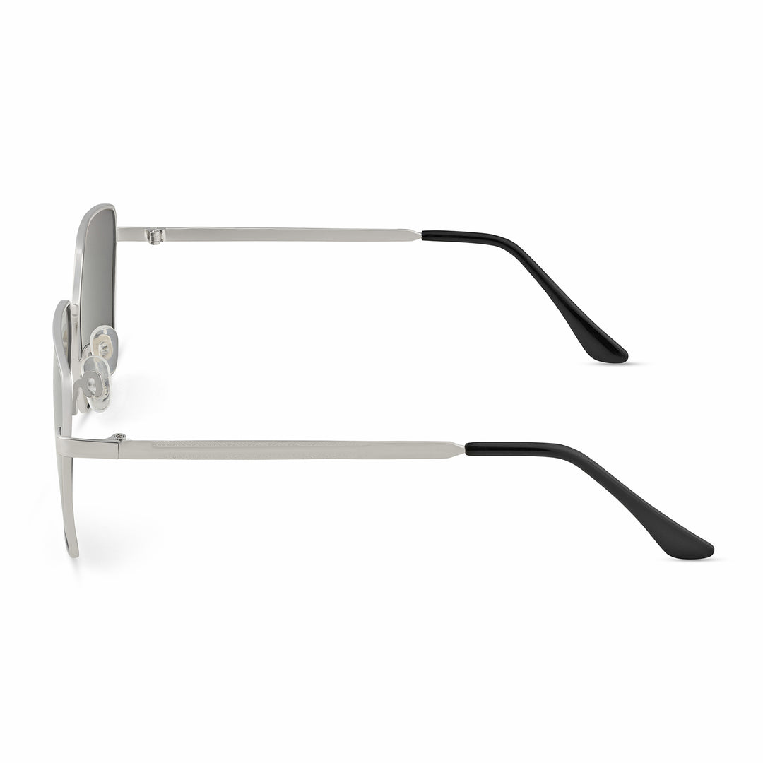 Enigma Square Black and Grey Lens and Silver Rimmed Sunglasses