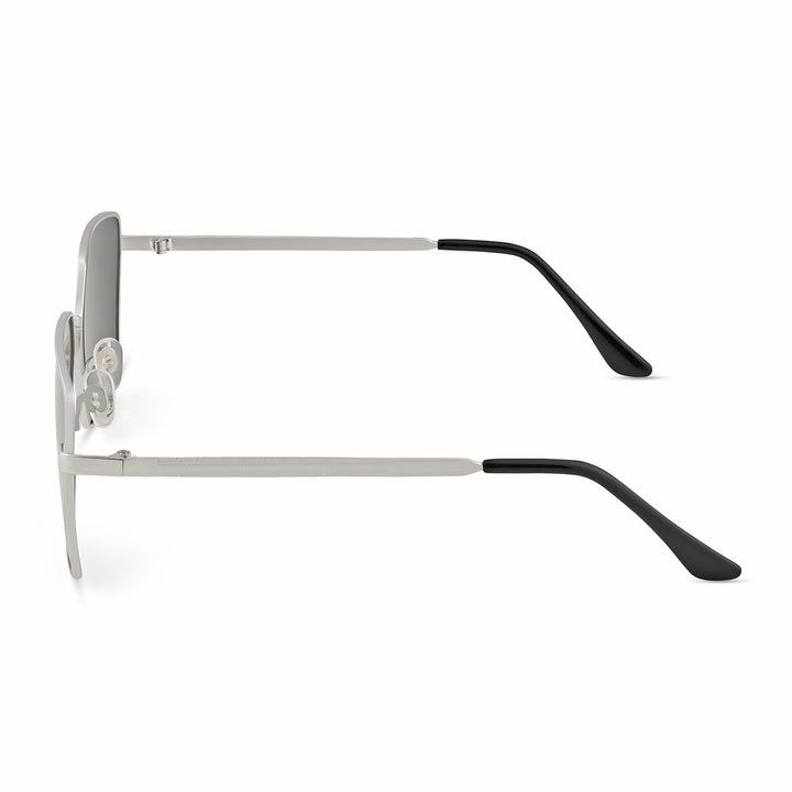 Enigma Square Black and Grey Lens and Silver Rimmed Sunglasses