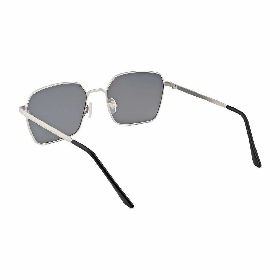 Enigma Square Black and Grey Lens and Silver Rimmed Sunglasses