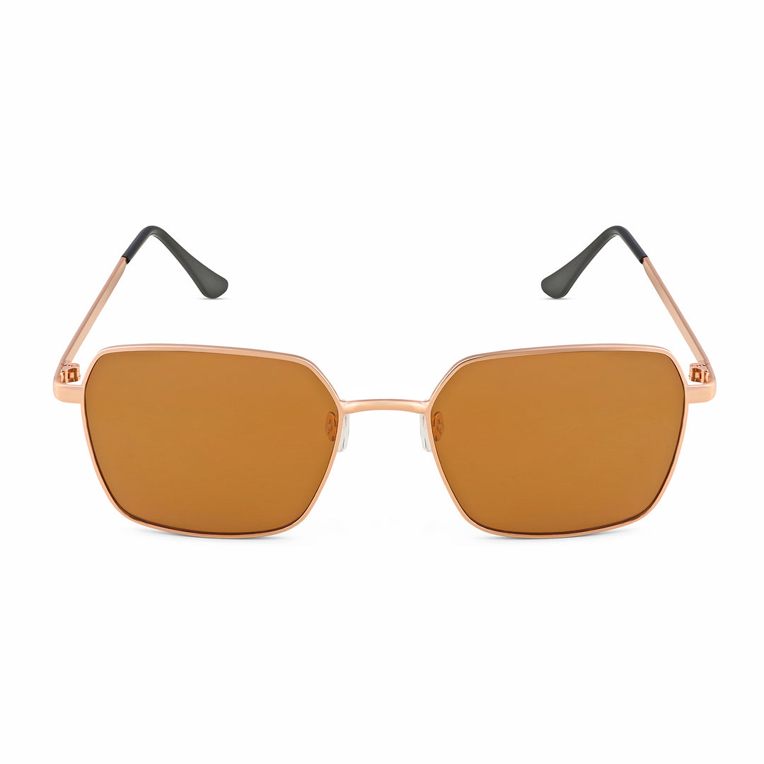 Enigma Square Brown Lens and Rosegold Rimmed Sunglasses