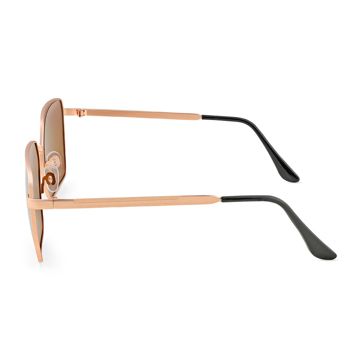 Enigma Square Brown Lens and Rosegold Rimmed Sunglasses