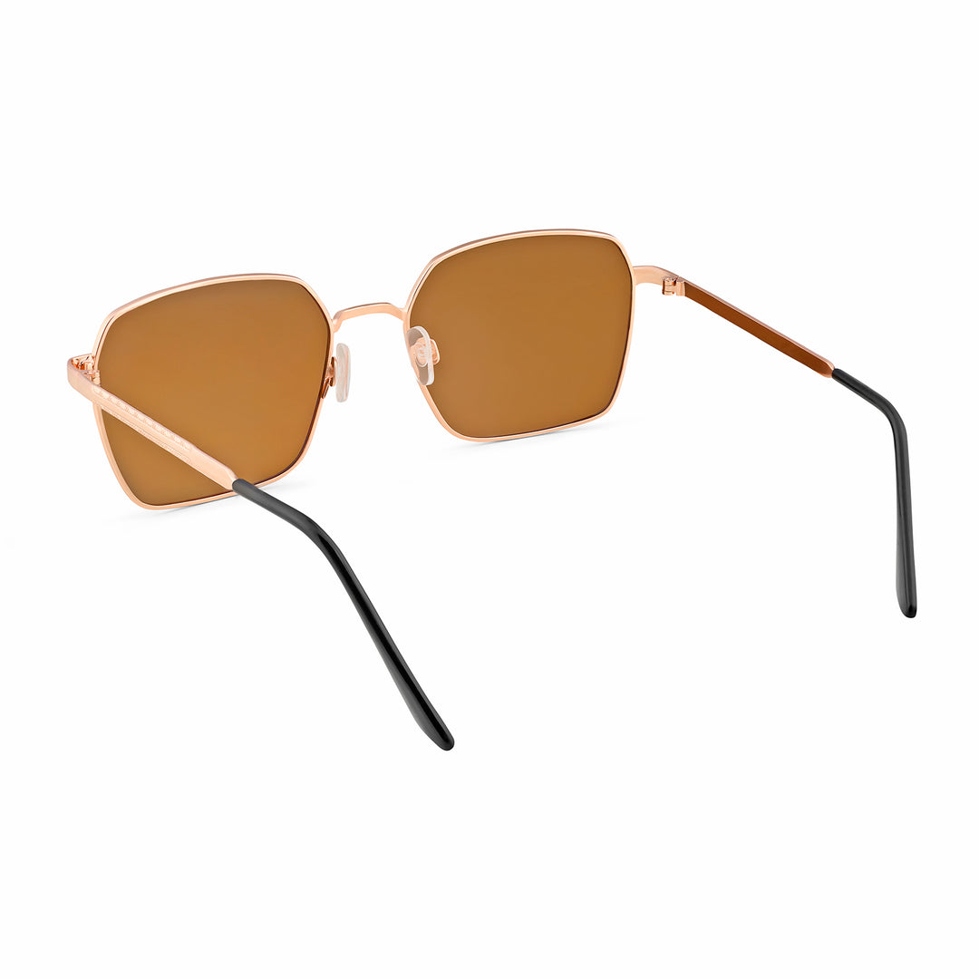 Enigma Square Brown Lens and Rosegold Rimmed Sunglasses
