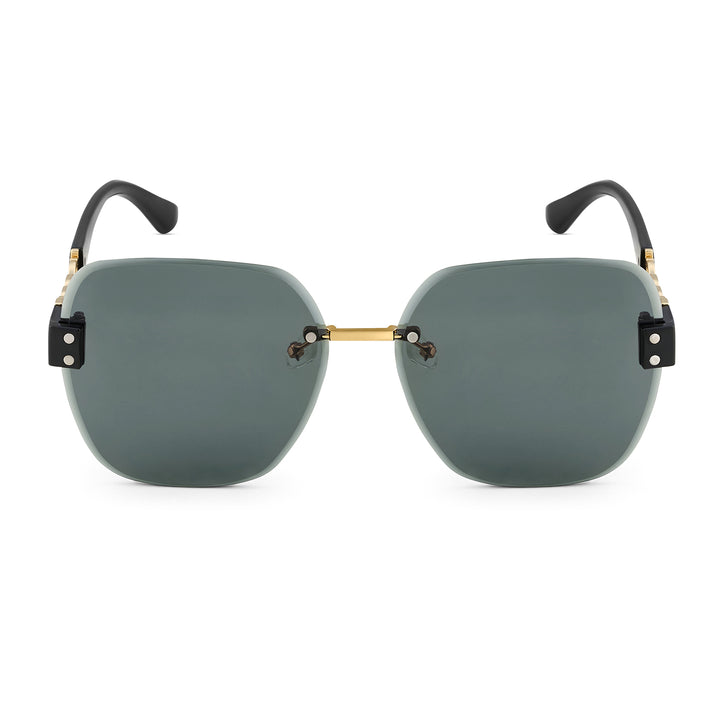 Viva Square Oversized Sunglasses featuring a Gold Frame, Ombre Lenses, and Black Chain-Accented Temples