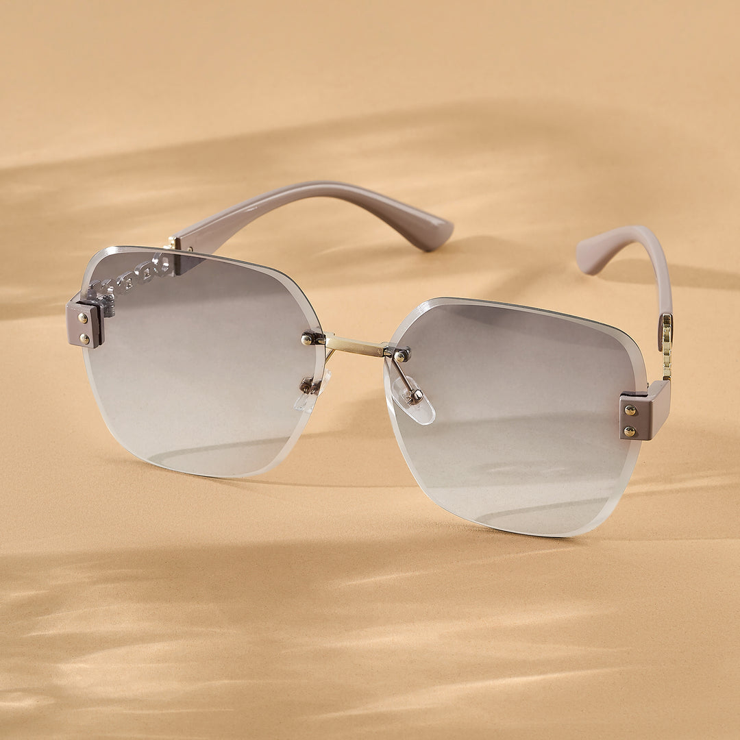 Viva Square Oversized Sunglasses featuring Ombre Lenses and Chain-Accented Temples