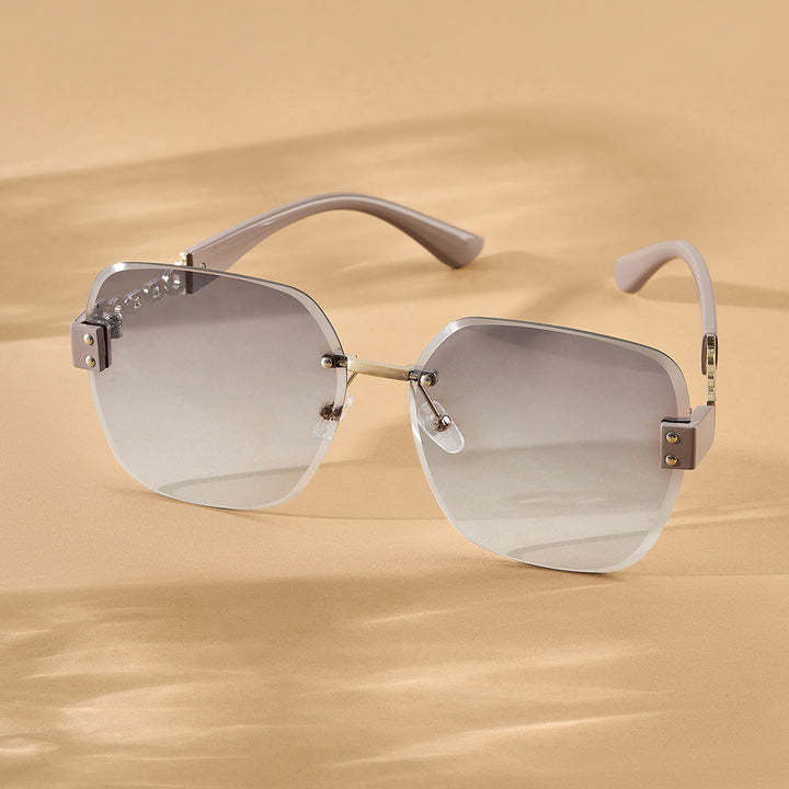 Viva Square Oversized Sunglasses featuring Ombre Lenses and Chain-Accented Temples