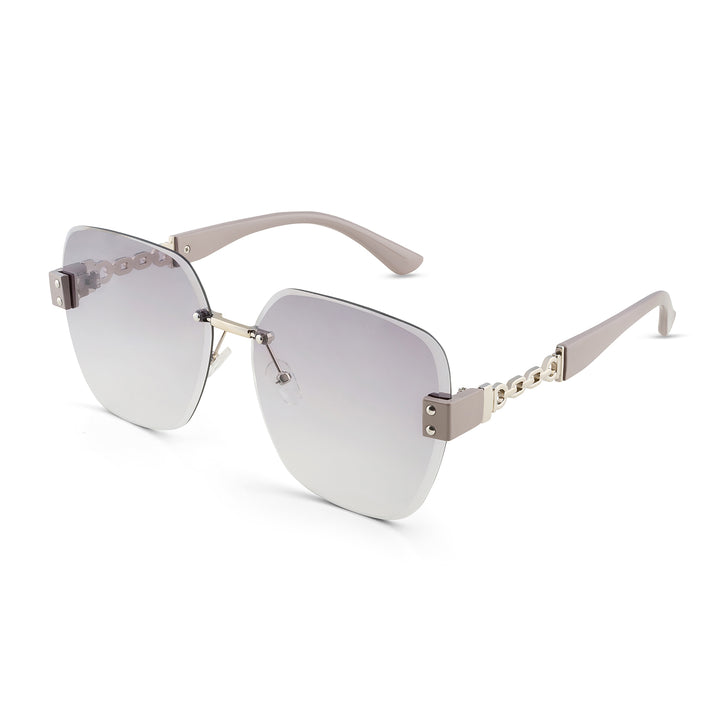 Viva Square Oversized Sunglasses featuring Ombre Lenses and Chain-Accented Temples