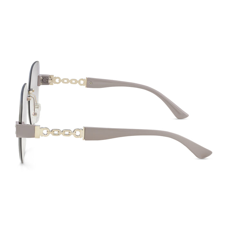 Viva Square Oversized Sunglasses featuring Ombre Lenses and Chain-Accented Temples