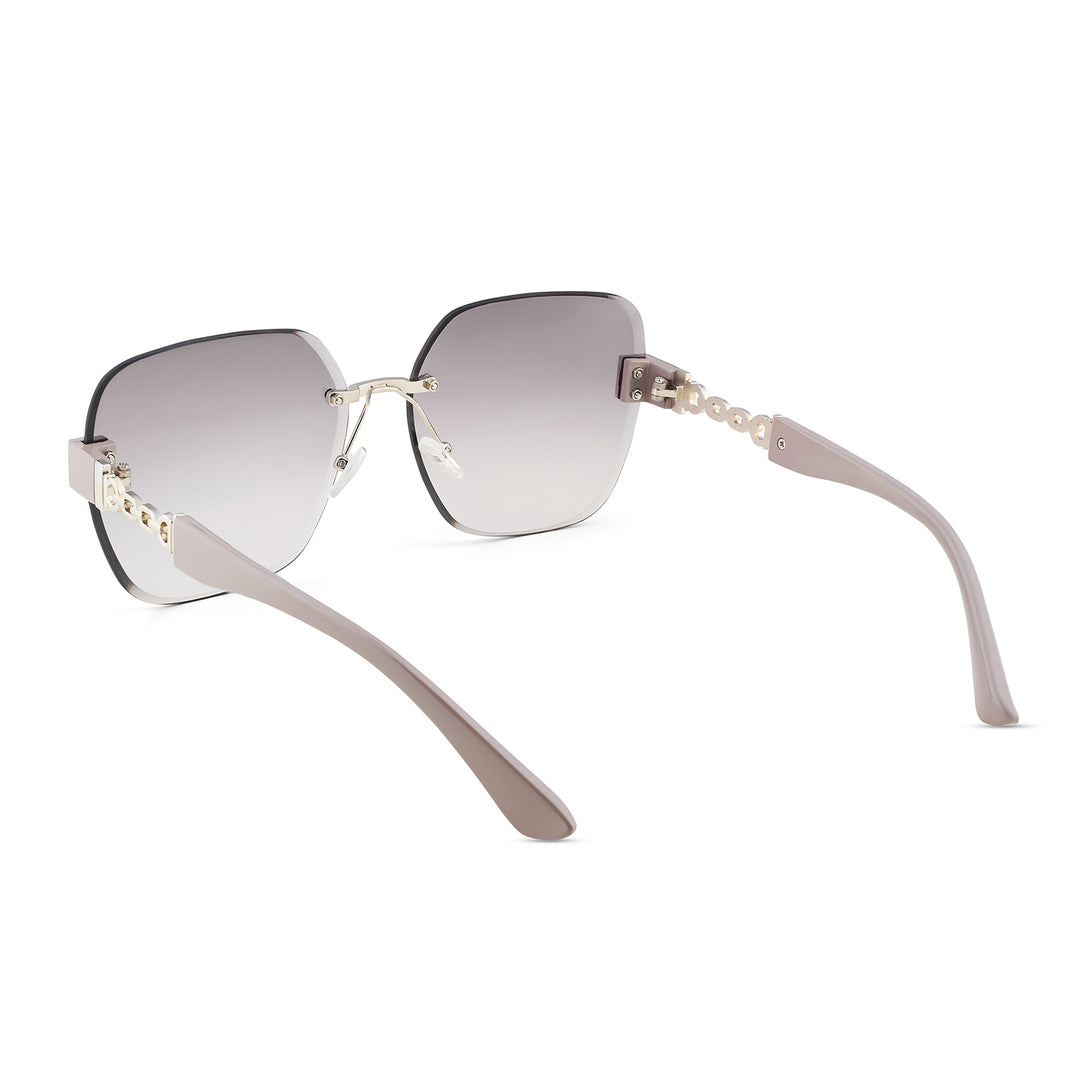 Viva Square Oversized Sunglasses featuring Ombre Lenses and Chain-Accented Temples