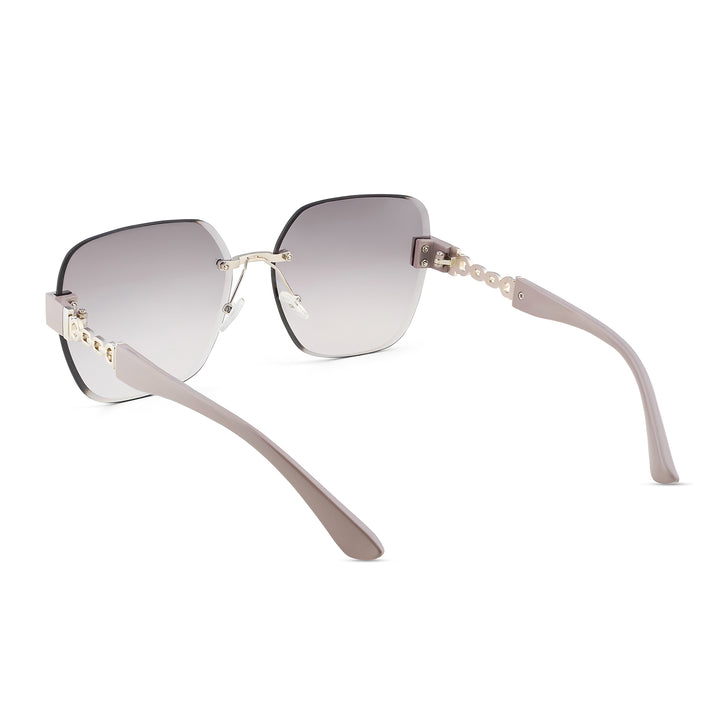 Viva Square Oversized Sunglasses featuring Ombre Lenses and Chain-Accented Temples