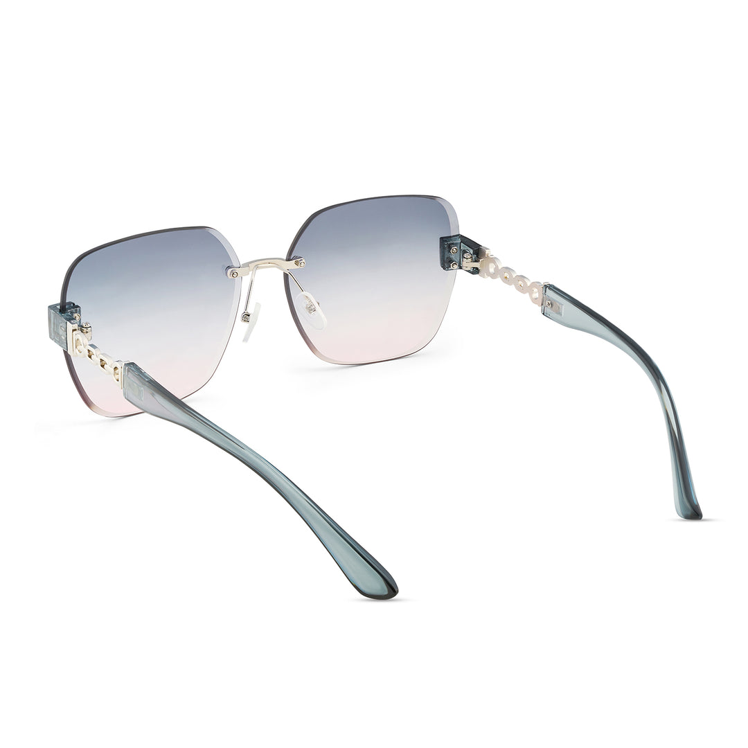 Viva Square Oversized Sunglasses featuring Purple Ombre Lenses and Chain-Accented Temples