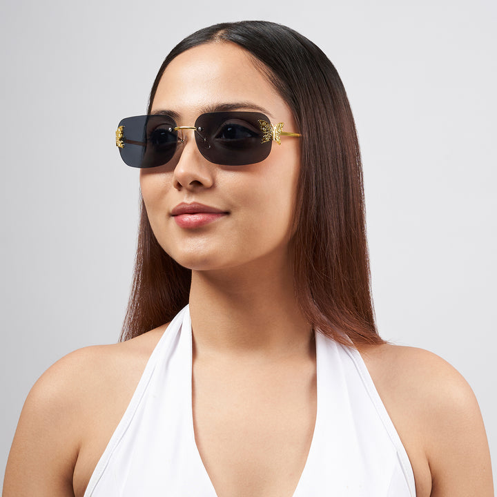 Vanessa Butterfly Sunglasses With A Gold Frame And Grey Ombre Lenses