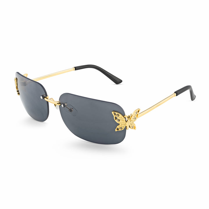 Vanessa Butterfly Sunglasses With A Gold Frame And Grey Ombre Lenses