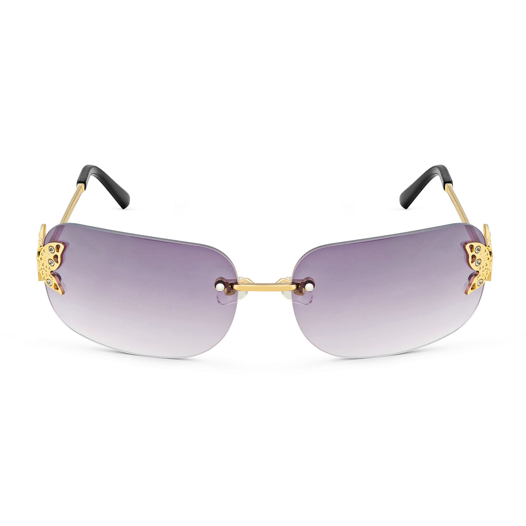 Vanessa Butterfly Sunglasses With A Gold Frame And Double Grey Ombre Lenses