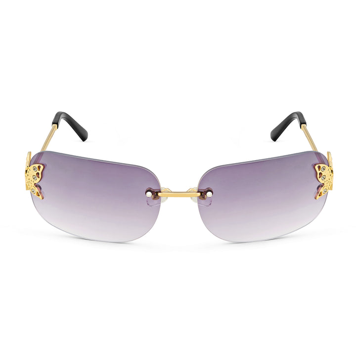 Vanessa Butterfly Sunglasses With A Gold Frame And Double Grey Ombre Lenses
