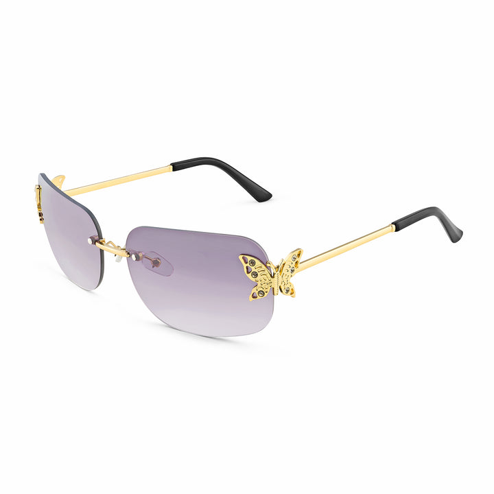 Vanessa Butterfly Sunglasses With A Gold Frame And Double Grey Ombre Lenses