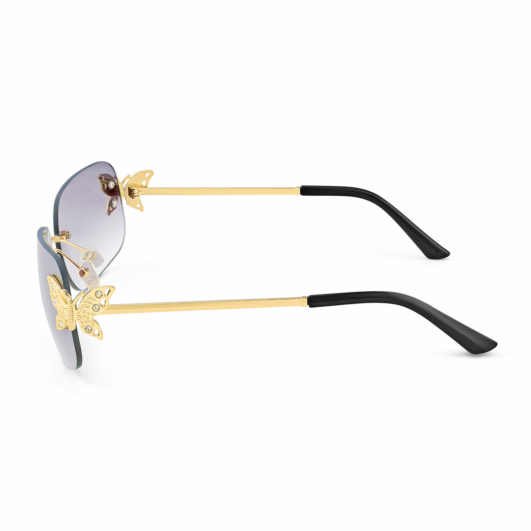Vanessa Butterfly Sunglasses With A Gold Frame And Double Grey Ombre Lenses