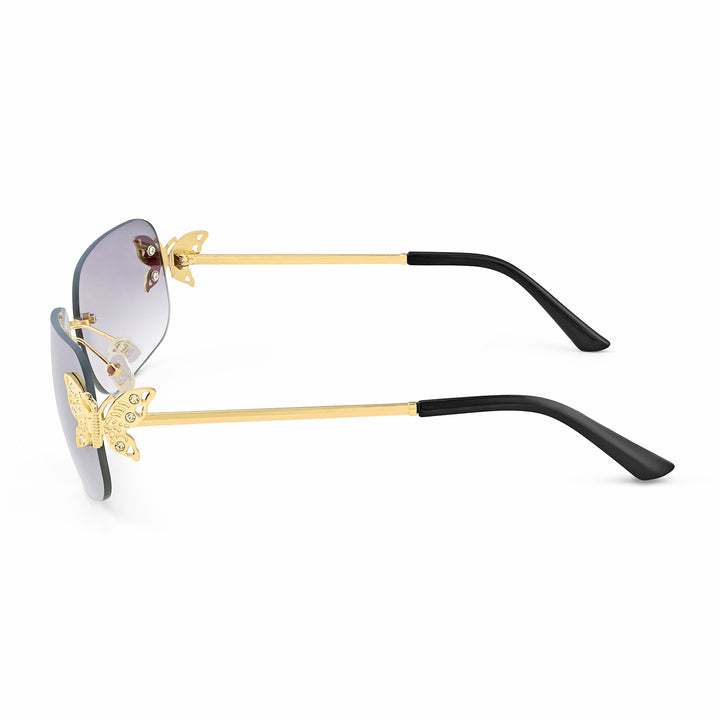 Vanessa Butterfly Sunglasses With A Gold Frame And Double Grey Ombre Lenses
