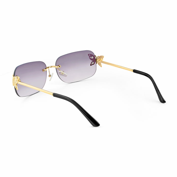 Vanessa Butterfly Sunglasses With A Gold Frame And Double Grey Ombre Lenses