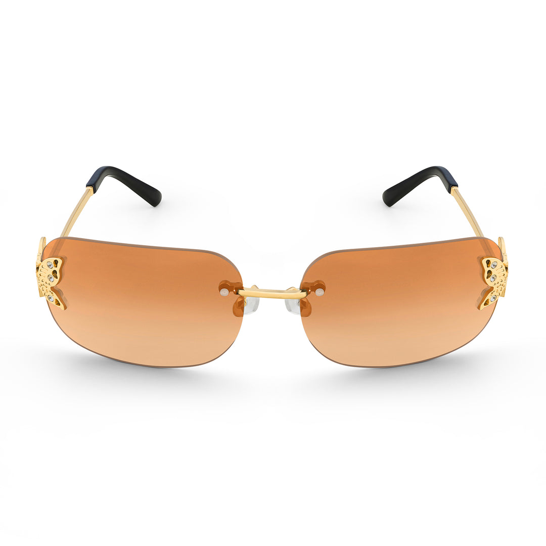 Vanessa Butterfly Sunglasses With A Gold Frame And Tan Ombre Lenses