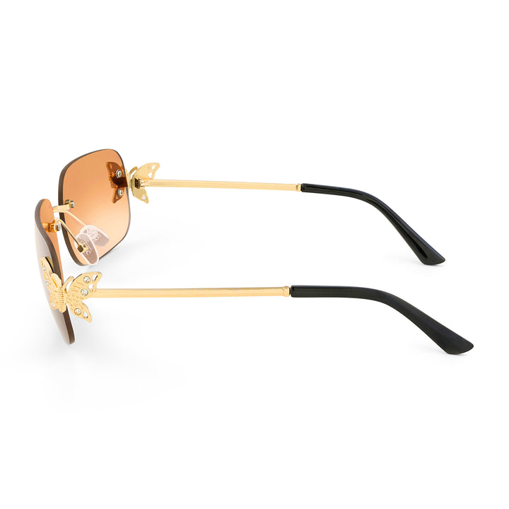 Vanessa Butterfly Sunglasses With A Gold Frame And Tan Ombre Lenses