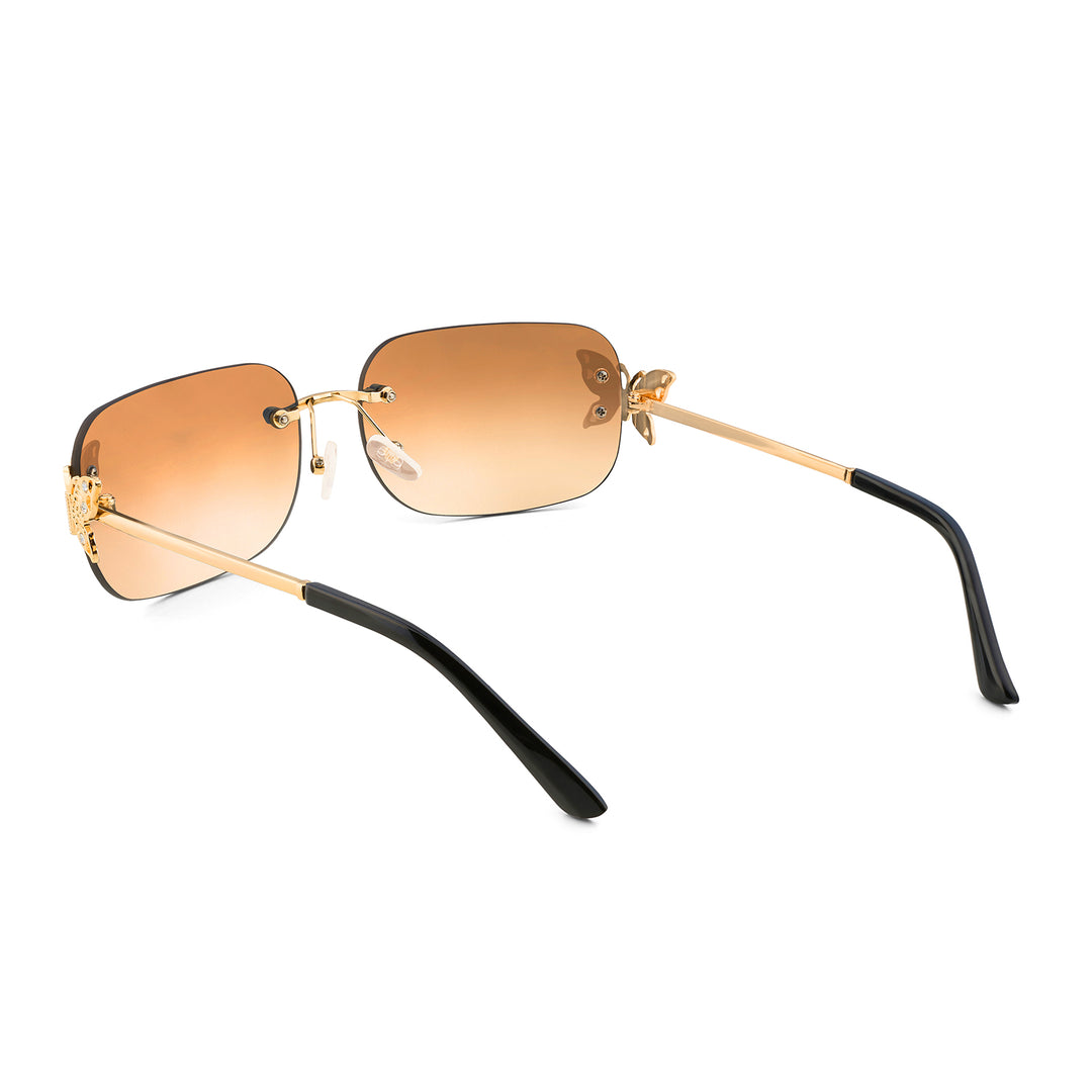 Vanessa Butterfly Sunglasses With A Gold Frame And Tan Ombre Lenses