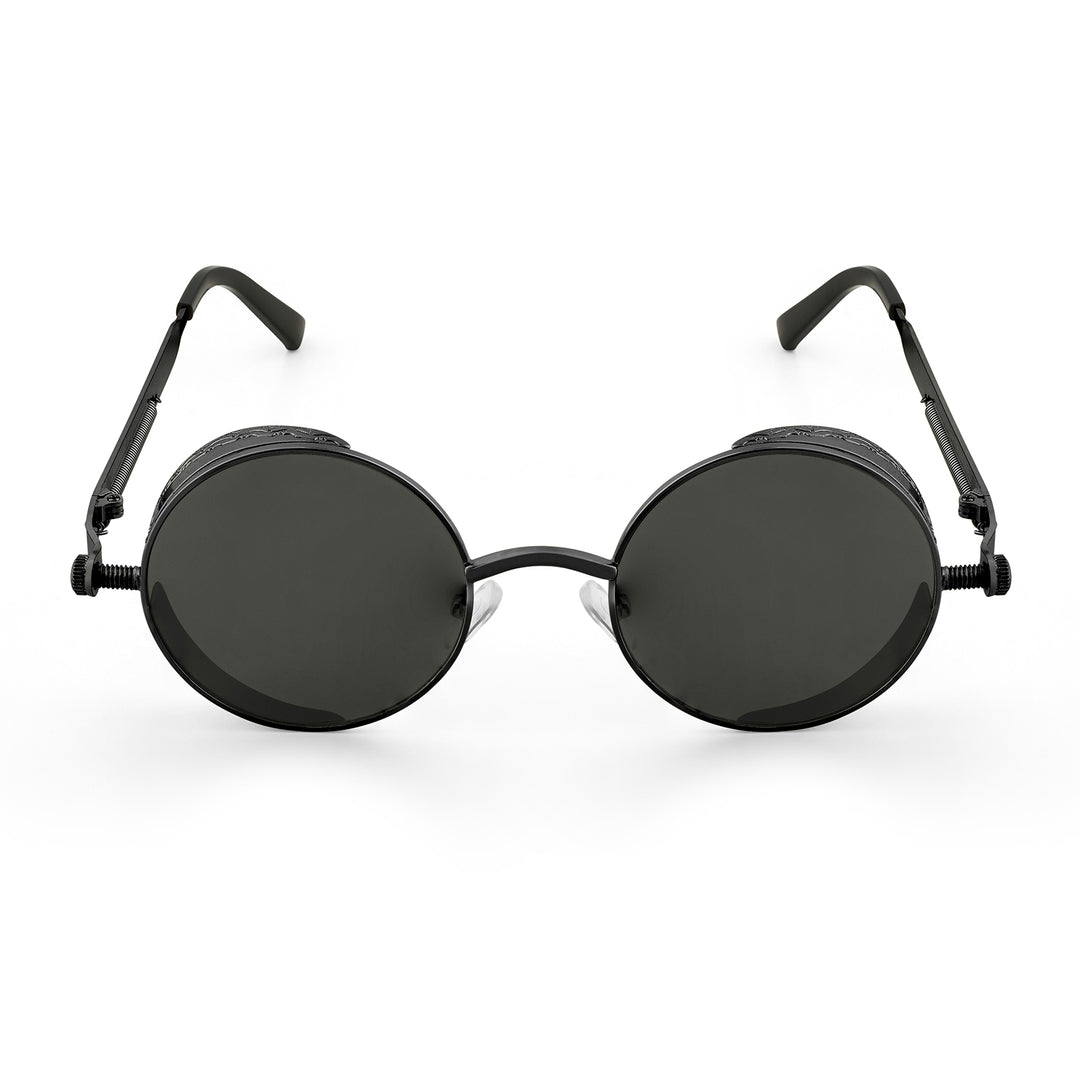 Axis Steampunk Round Sunglasses With Black Frame And Black Lenses