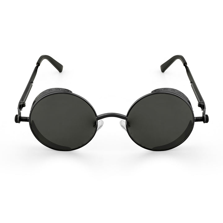 Axis Steampunk Round Sunglasses With Black Frame And Black Lenses