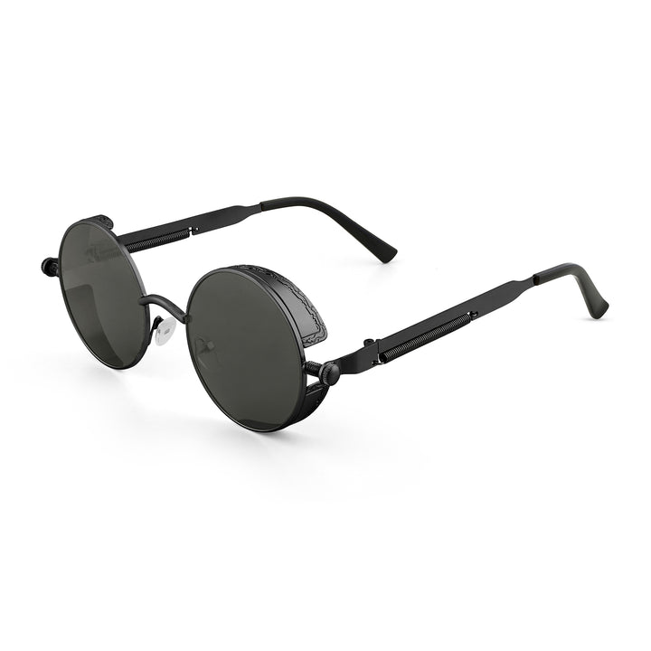 Axis Steampunk Round Sunglasses With Black Frame And Black Lenses