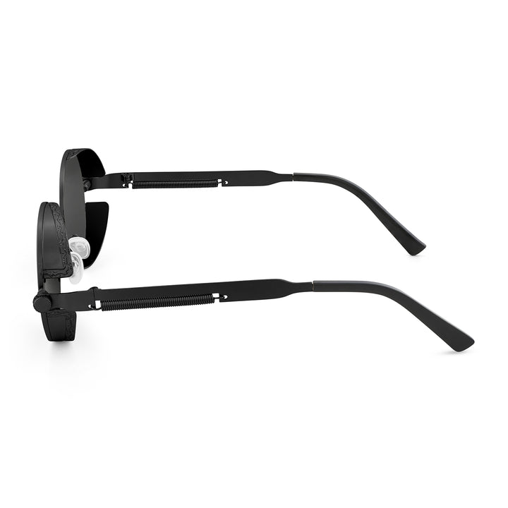 Axis Steampunk Round Sunglasses With Black Frame And Black Lenses