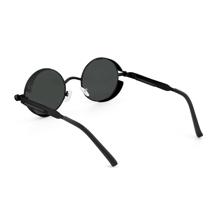 Axis Steampunk Round Sunglasses With Black Frame And Black Lenses