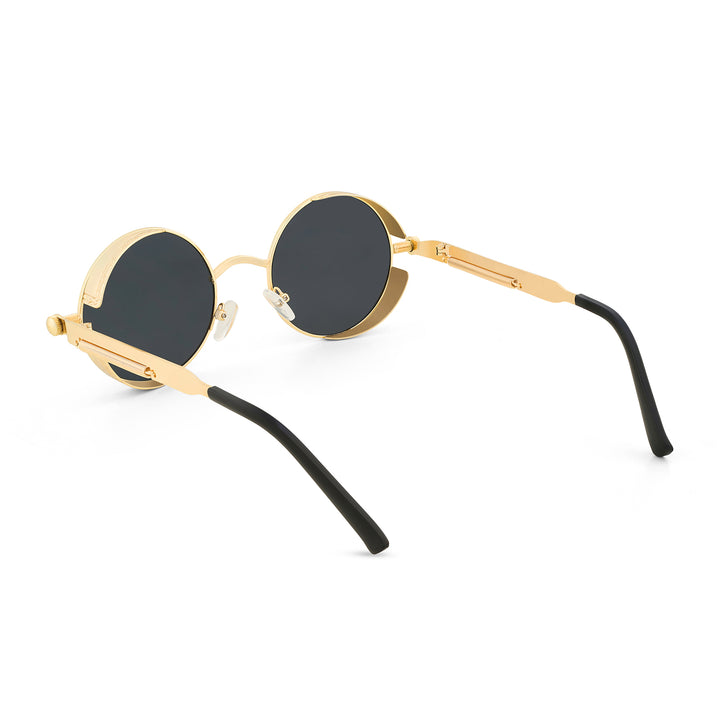 Rhombus Vintage Steampunk Sunglasses With A Gold Frame And Black-Grey Lenses