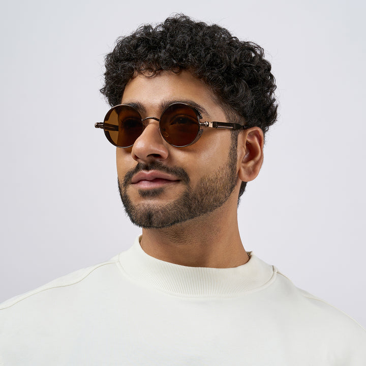 Rhombus Vintage Steampunk Sunglasses With A Brown Frame And Brown Lenses