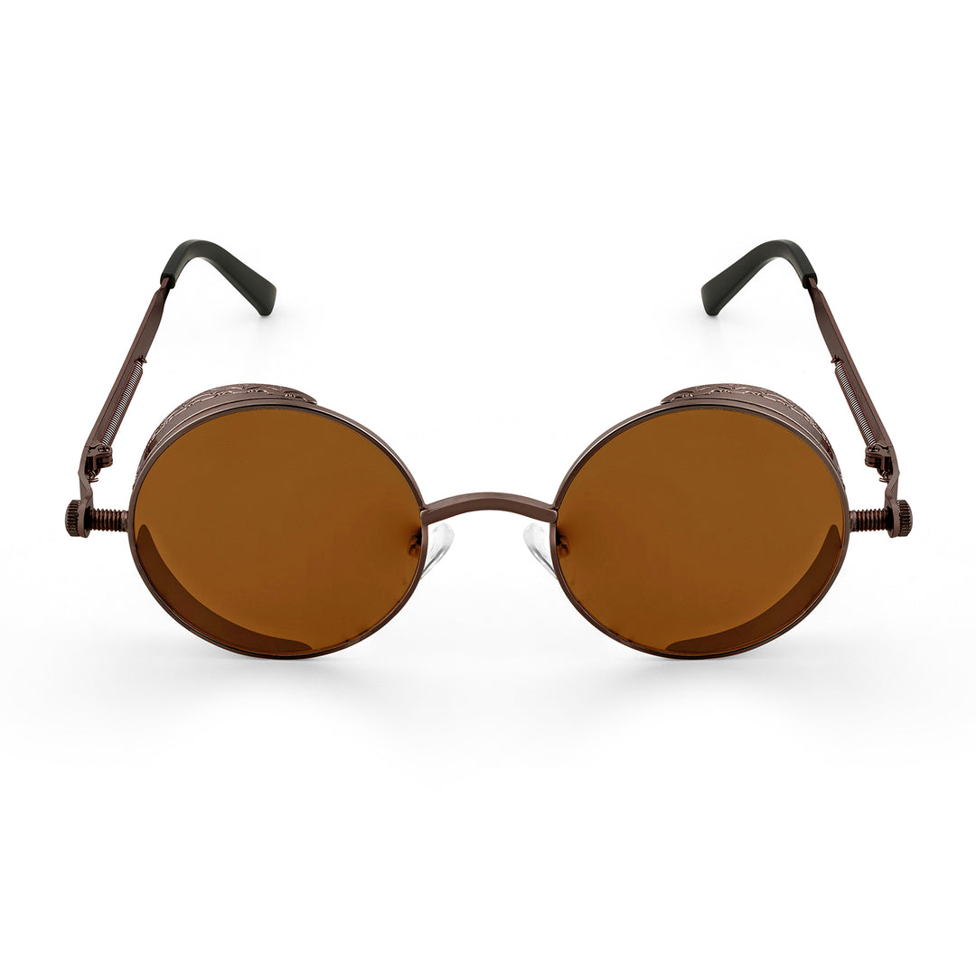 Rhombus Vintage Steampunk Sunglasses With A Brown Frame And Brown Lenses