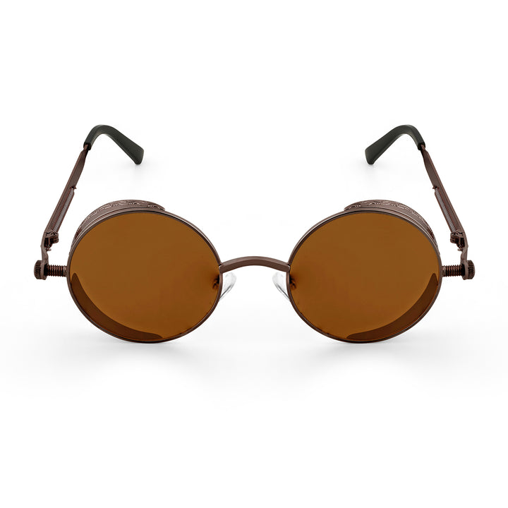 Rhombus Vintage Steampunk Sunglasses With A Brown Frame And Brown Lenses