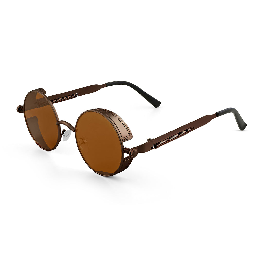 Rhombus Vintage Steampunk Sunglasses With A Brown Frame And Brown Lenses